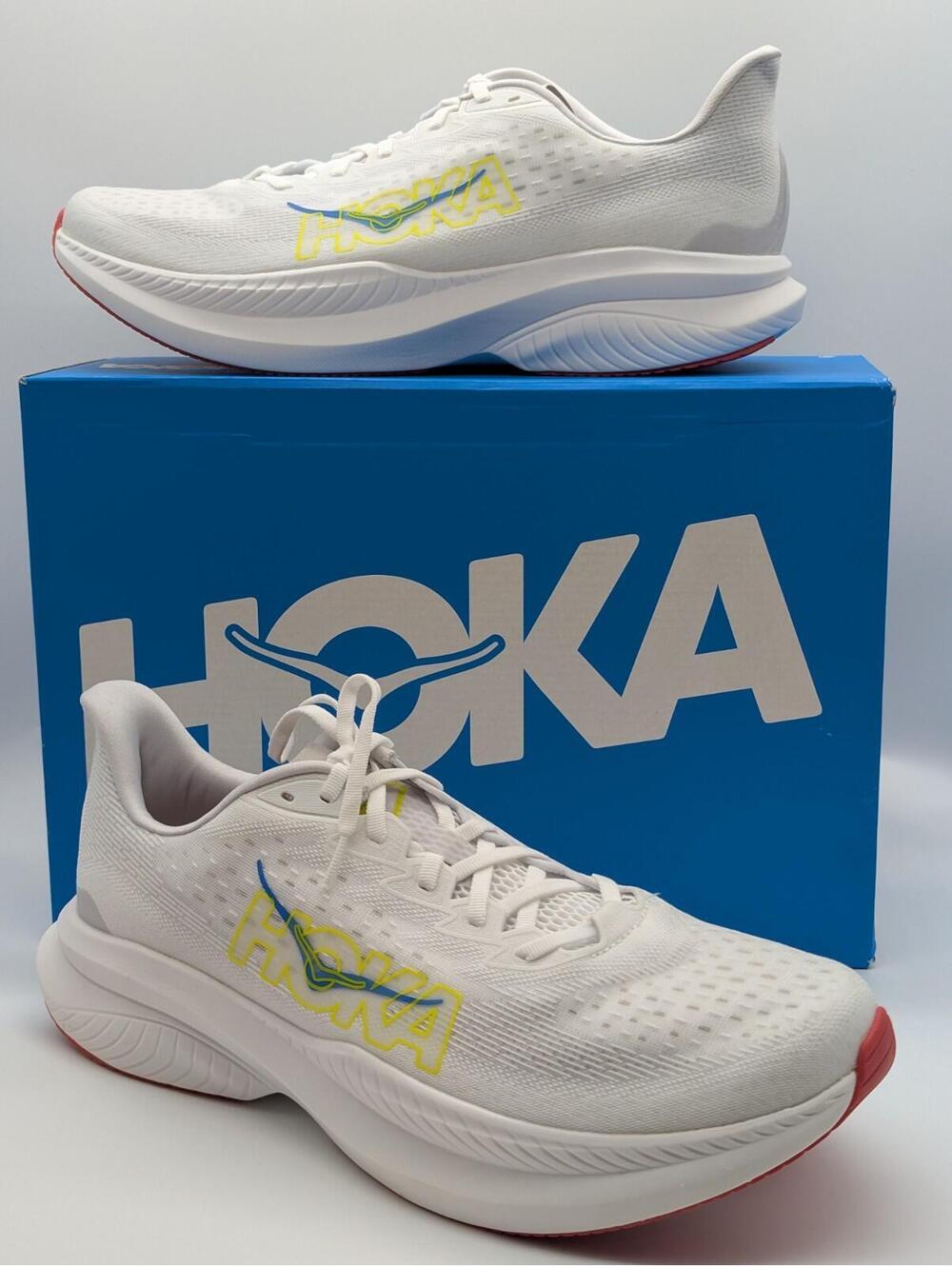 Mens Size 14 - Hoka One One Mach 6 Running Shoes White Yellow 1147790 / WNCL New